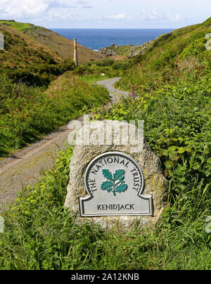 A National Trust omega sign at Kenidjack Valley or Nancherrow Valley Cornwall England UK *TAKEN FROM PUBLIC FOOTPATH* Stock Photo