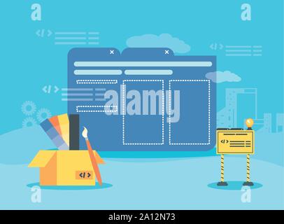 data folder with webpage under cosntruction vector illustration design Stock Vector