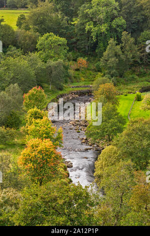 DAVA WAY WALK OR TRAIL DUNPHAIL TO DAVA MORAY SCOTLAND VIEW OF RIVER DIVIE FROM THE DIVIE VIADUCT IN LATE SUMMER Stock Photo