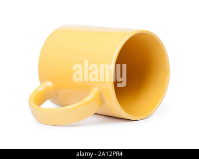 One yellow mug isolated on white background Stock Photo
