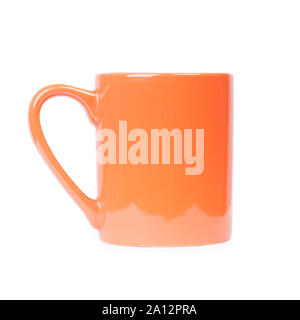 One orange mug isolated on white background Stock Photo