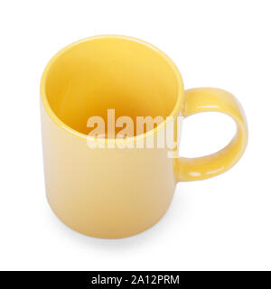 One yellow mug isolated on white background Stock Photo