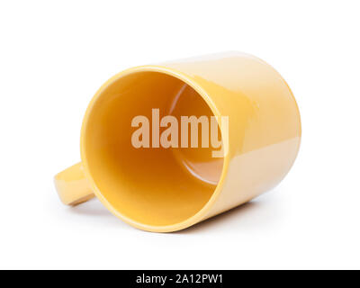 One yellow mug isolated on white background Stock Photo