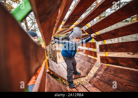 little toddler boy play at playground healthy active child Stock Photo