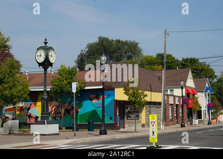 North Syracuse, New York, USA. September 20, 2019. View of Main Street in the small village  of North Syracuse, New York, a suburb of Syracuse, on a q Stock Photo