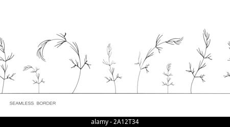 Seamless border. Endless horizontal brush. Perfect for invitations, greeting cards, quotes, blogs, frames, posters. Hand drawn decorative herbs isolat Stock Vector