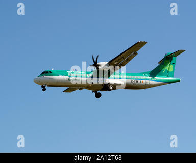 Aer Lingus Regional ATR 72-600 operated by Stobart Air landing at Birmingham Airport, UK (EI-FAW) Stock Photo