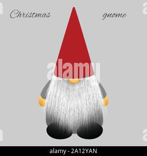 Christmas cute gnome on gray isolated background. Stock Vector