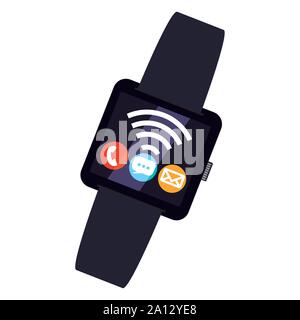 smart watch technology with applications menu vector illustration design Stock Vector