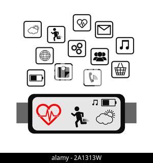 smart watch technology with applications menu vector illustration design Stock Vector