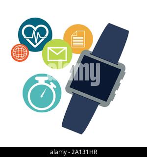 smart watch technology with applications menu vector illustration design Stock Vector