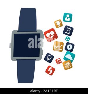 smart watch technology with applications menu vector illustration design Stock Vector