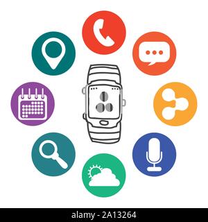 smart watch technology with applications menu vector illustration design Stock Vector