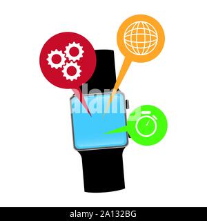 smart watch technology with applications menu vector illustration design Stock Vector