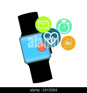 smart watch technology with applications menu vector illustration design Stock Vector