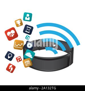 smart watch technology with applications menu vector illustration design Stock Vector