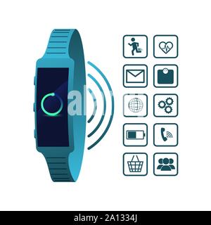 smart watch technology with applications menu vector illustration design Stock Vector