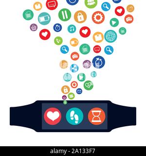 smart watch technology with applications menu vector illustration design Stock Vector