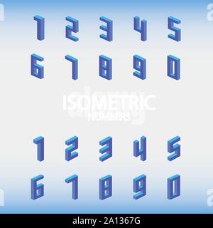 Set of isometric numbers blue. Vector illustration eps 10. Stock Vector