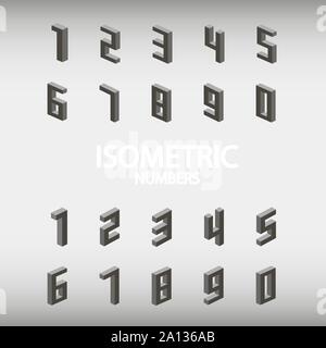 Set of isometric numbers gray. Vector illustration eps 10. Stock Vector