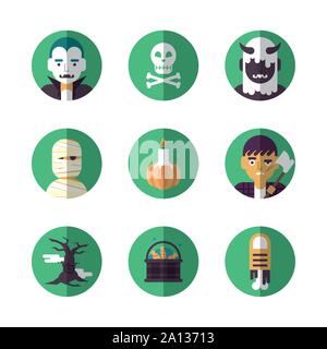 bundle of halloween set icons Stock Vector