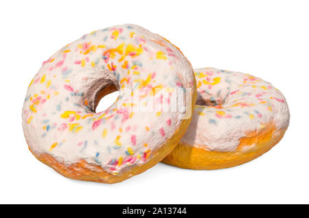 Donuts with decorative sprinkles, 3D rendering isolated on white background Stock Photo