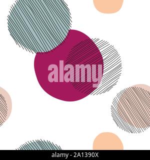 Abstract hand draw lines pattern in black and white. Concept composig with lines and circles. Stock Vector