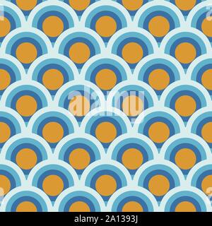Colorfull seamless pattern with scale circle one inside one. Thematic color palette for events or seasons. Stock Vector