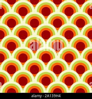 Colorfull seamless pattern with scale circle one inside one. Thematic color palette for events or seasons. Stock Vector