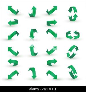 Arrow stickerst various angles and directions. 3d vector icon set. Stock Vector