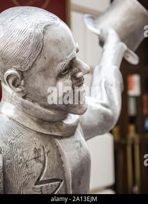 BRATISLAVA, SLOVAKIA - July 27, 2016: Statue of Schoner Naci on Main Square in Bratislava, Slovakia Stock Photo