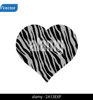 Heart shaped zebra print. Vector illustration. Valentines day. Greeting card. Stock Vector