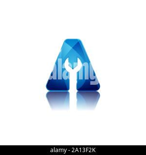 Letter A wrench repair logo with negative space image technique design image vector Stock Vector