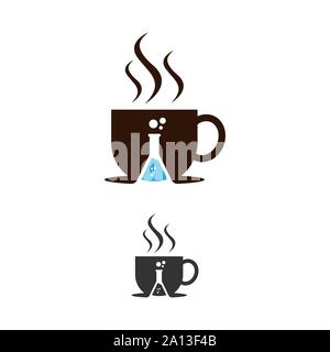 Coffee and lab bottle food and drink logo with negative space style design vector Stock Vector