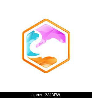 Elephant negative space style logo vector. Animals negative space style design. Animal vector design Stock Vector