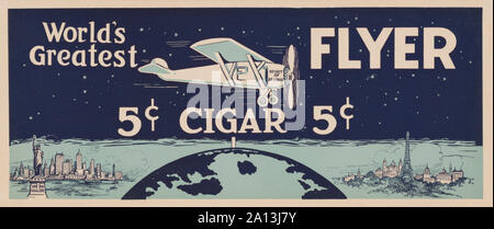 Vintage poster of Charles Lindbergh's plane, The spirit of St. Louis. Stock Photo