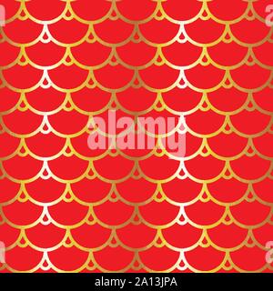 Chinese seamless pattern. Fabrics texture. Red and gold print. Vector illustration Stock Vector