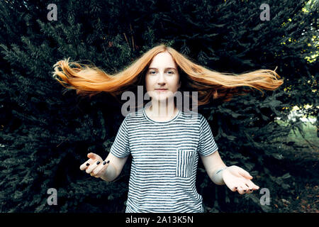 hair in flight Stock Photo