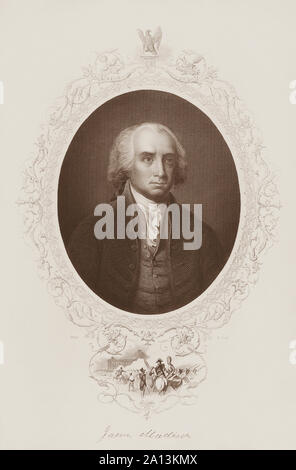Engraved portrait of the 4th President of the United States, James Madison. Stock Photo