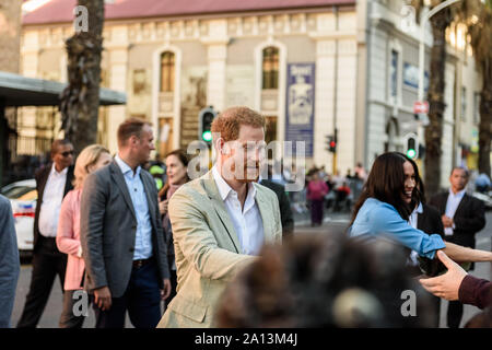 British royal couple Prince Harry and Meghan Markle, the Duke and Duchess of Sussex, visiting Cape Town, South Africa, on an official visit Stock Photo