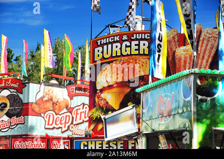 Food stands at the Emmett Cherry Fesitval, Emmett, Idaho Stock Photo