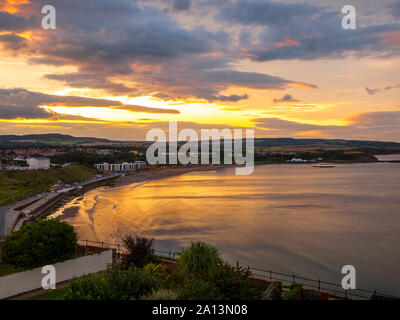 Sunset, North Bay, Scarborough, North Yorkshire Stock Photo