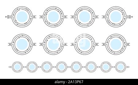 Set of technology round frame Stock Vector