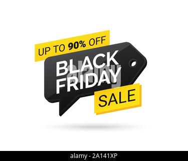 Sale tag Black Friday. Design element for sale banners, posters, cards. Promotional marketing discount event. Discounted price or special offer on Bla Stock Vector