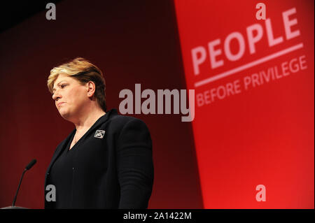 Brighton, England. 23rd September, 2019 Emily Thornberry, Shadow Foreign Secretary, delivers her speech to delegates, during the third day of the Labour Party annual conference at the Brighton Centre. Kevin Hayes/Alamy Live News Stock Photo