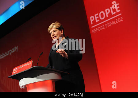 Brighton, England. 23rd September, 2019 Emily Thornberry, Shadow Foreign Secretary, delivers her speech to delegates, during the third day of the Labour Party annual conference at the Brighton Centre. Kevin Hayes/Alamy Live News Stock Photo