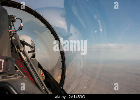View from the backseat in a F-16D of the 310th Fighter Squadron. Stock Photo