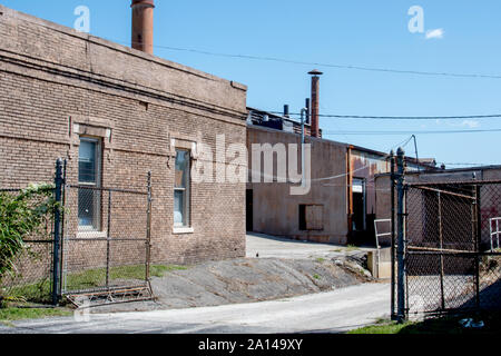 old brick buildings are a antique factory, dating from the late 1800s, in Indiana USA Stock Photo