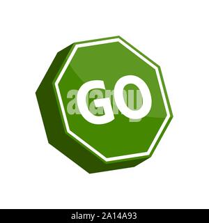 Isolated 3D traffic signal. Go sign - Vector Stock Vector