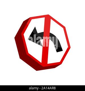 Isolated 3D traffic signal. No left turn - Vector Stock Vector